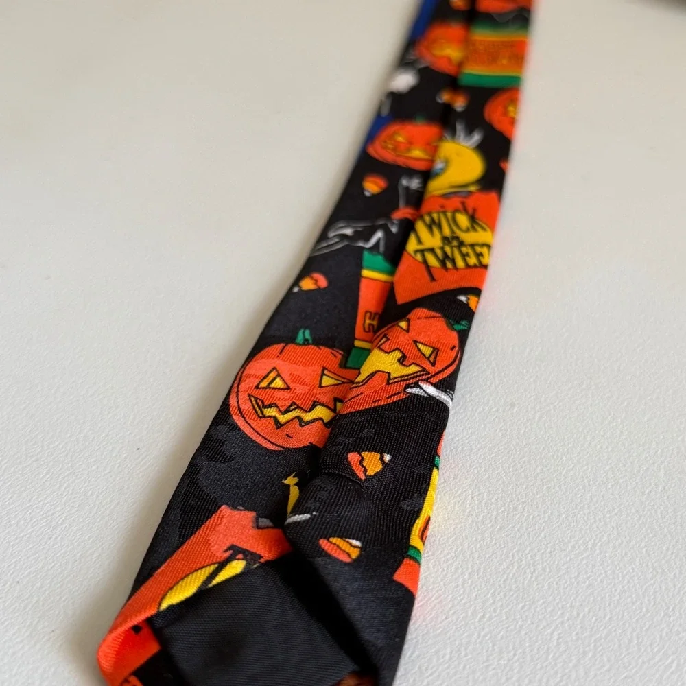 Vintage 1996 Looney Tunes Mania Halloween Necktie Bugs Bunny Taz Black 53